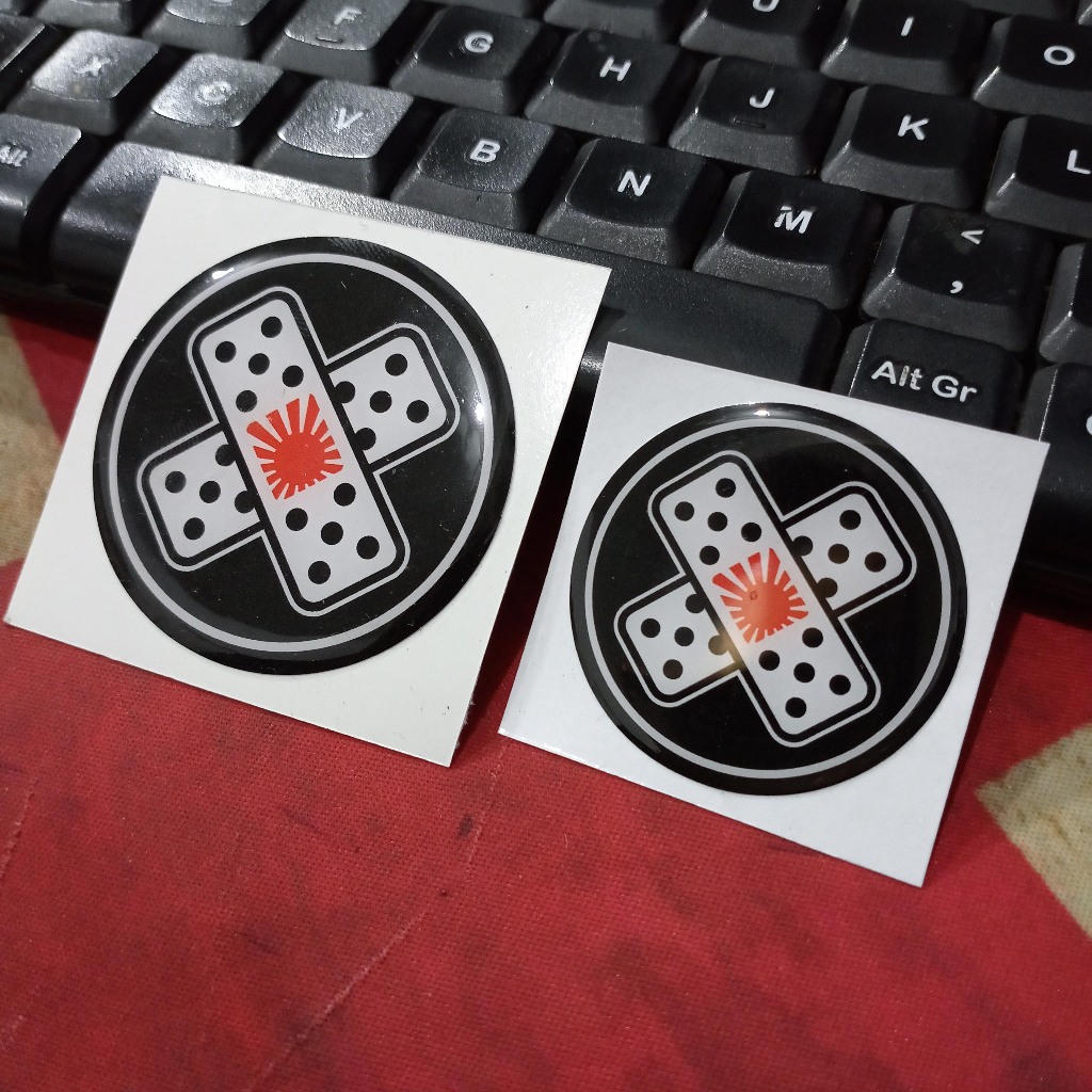 JDM Resin Embossed Sticker Round Black Plaster 3D Flexible Lycal ...