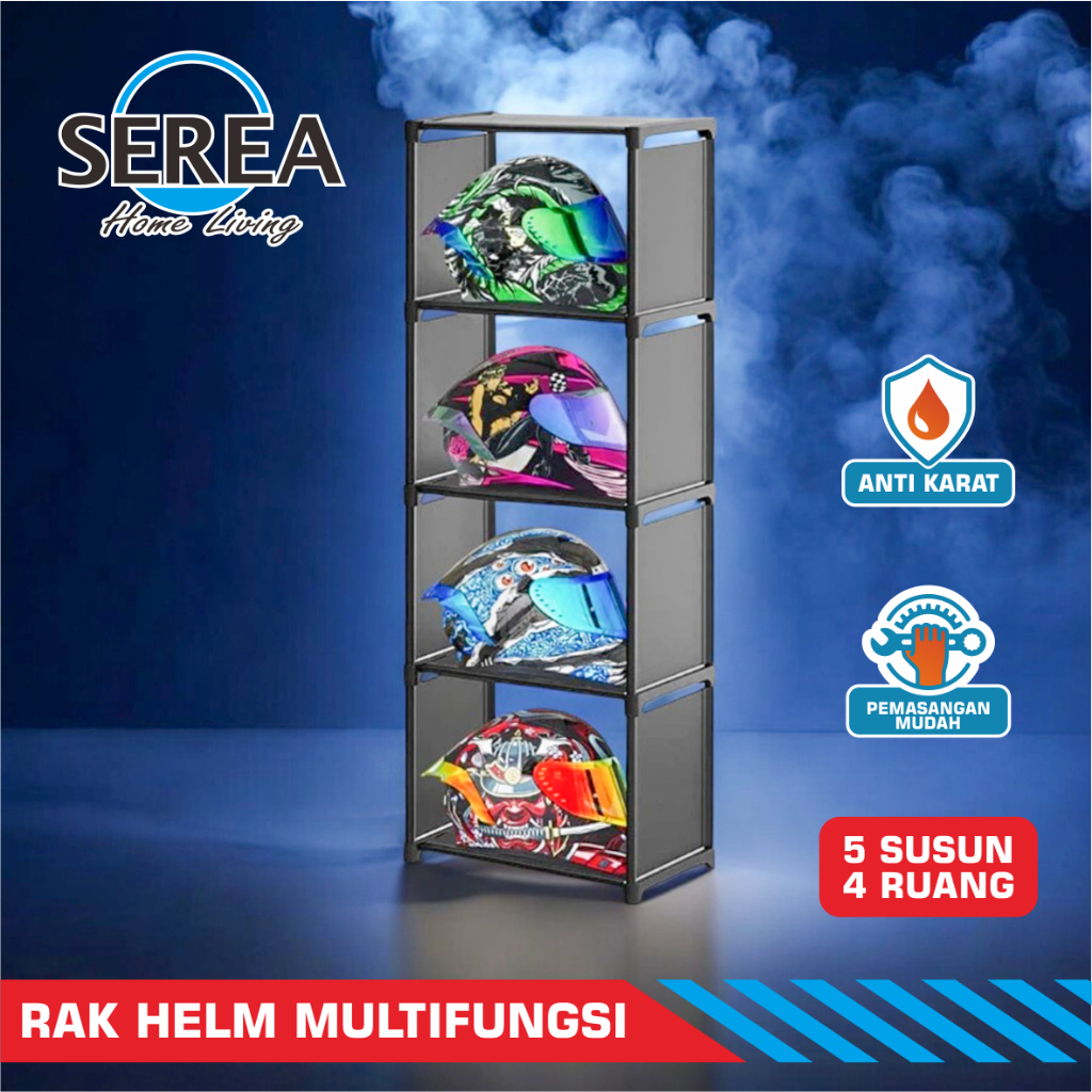 5-Tier, 4-Compartment Multifunctional Helmet Rack 5-Tier ...