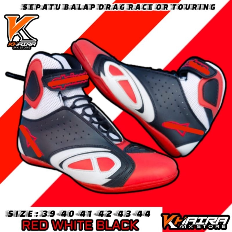 MERAH HITAM PUTIH K Pro Drag Race Touring Racing Shoes Black Red White ...