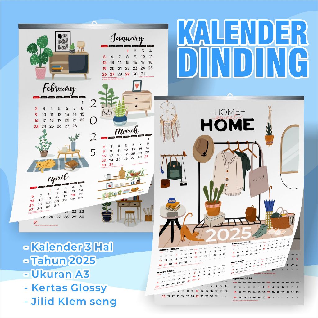 Aesthetic wall calendar - wall calendar - hanging calendar 2025 ...