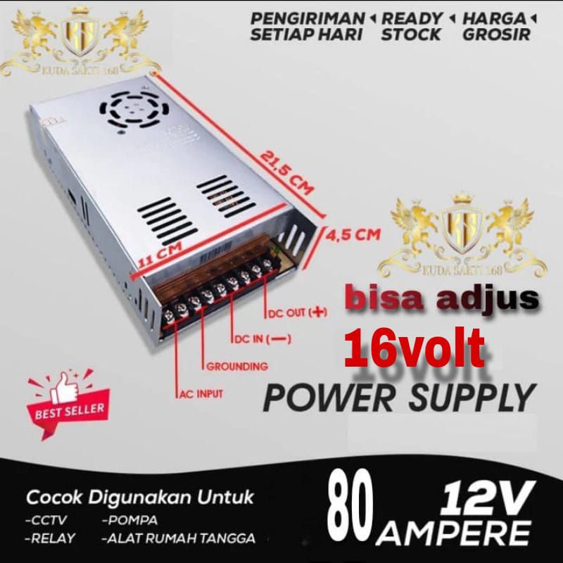 Power Supply 12V16volt 80A Output Power and 220V Input Voltage
