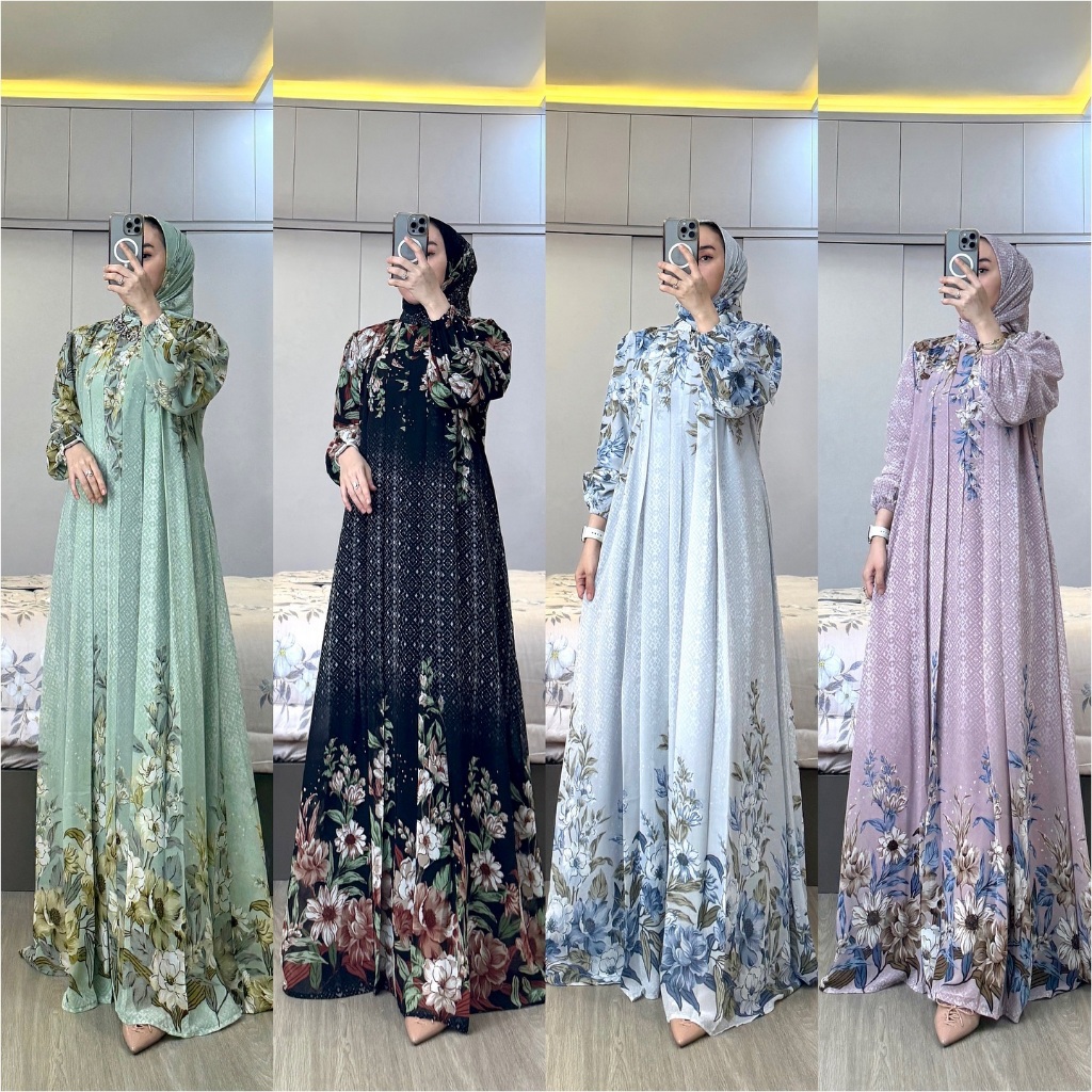 Raya hijab set women's gamis premium dress busui friendly elegant ...