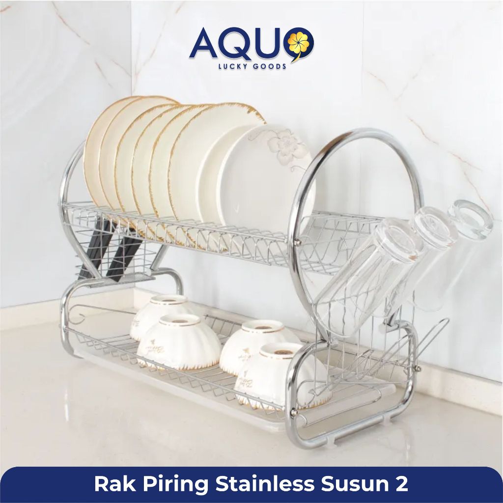 Aquo 8-36 2 Layer Dish Rack Portable Stacking Dish Rack Glass Rack ...