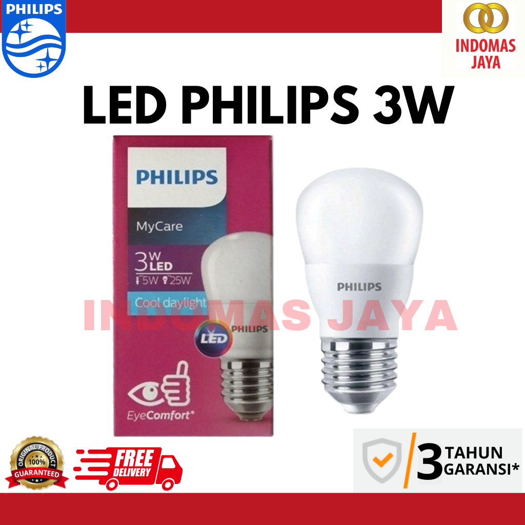 Philips 3 Watt White/Cool Daylight LED Bulb (3W 3W 3Watt) | Shopee Malaysia
