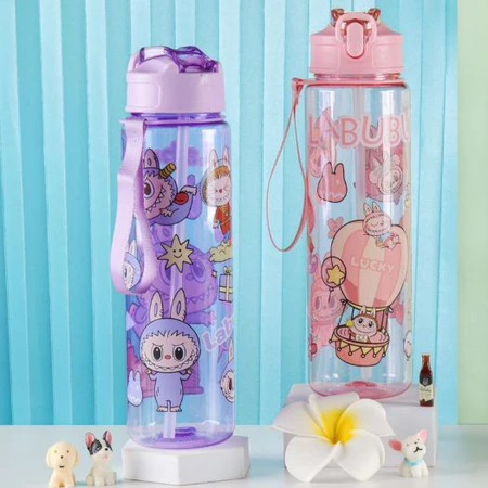 Labubu Character Drinking Bottle Size 900ML Free Hanging Rope BPA Free ...