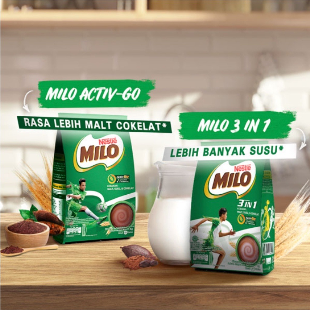 Milo Pouch Powdered Milk Brewing Drink (400 Grams, 790 Gr, 990 Gr ...