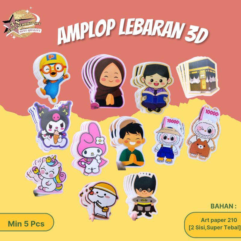 2025 3D EID ENVELOPE / 3D series Labubu envelope / Muslim Cartoon ...