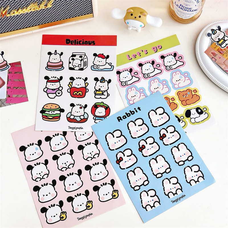 (1 Sheet) stickers with cute motifs, cute characters, sticky stickers ...