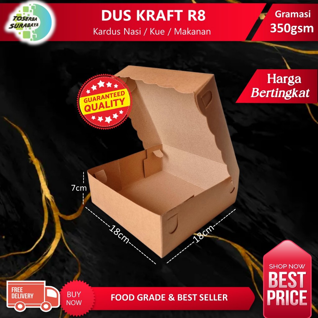 Kraft Dus R8 350gsm (18x18x7cm) - Chocolate Box for Rice & Cakes ...