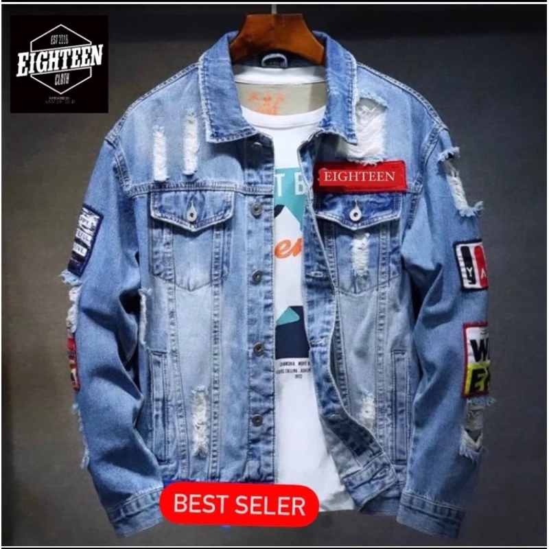 Newest MEN'S CASUAL JACKET FULL UNISEX Ripped EMBLEM | Shopee Malaysia
