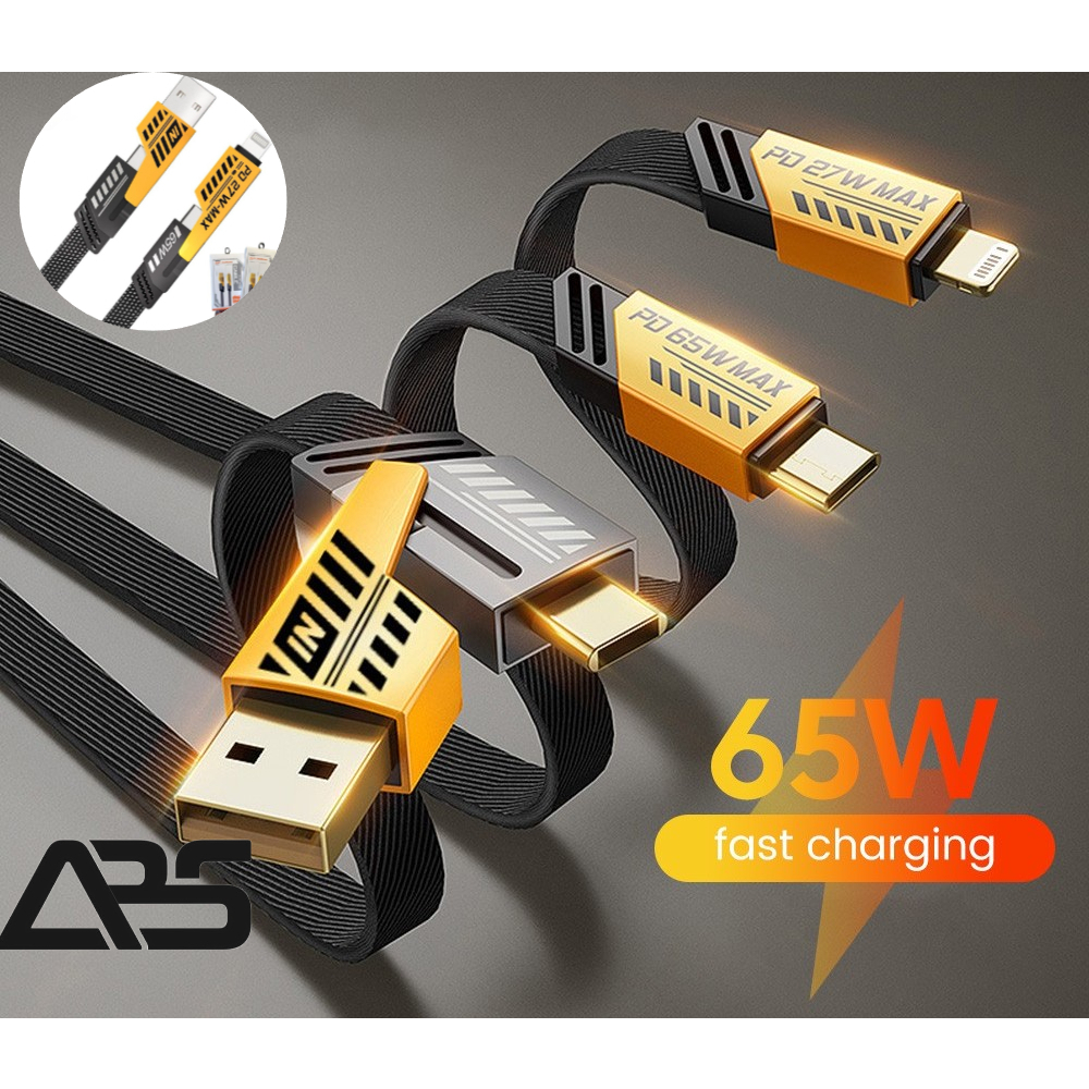 4 IN 1 Fast Charging Data Cable USB Type A, Type C, iOS Multiple ...