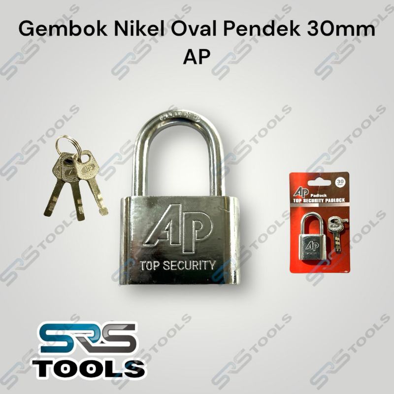 Ap Lock Padlock Home Nickel Oval Chrome Short Neck 30mm/Steel Padlock ...