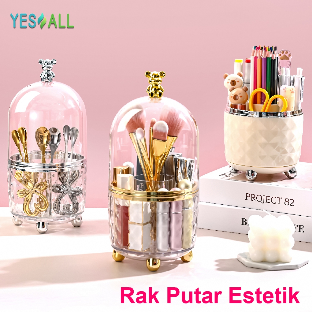 Yesall Aesthetic Transparent Crystal Cosmetic Makeup Rack - Aesthetic ...