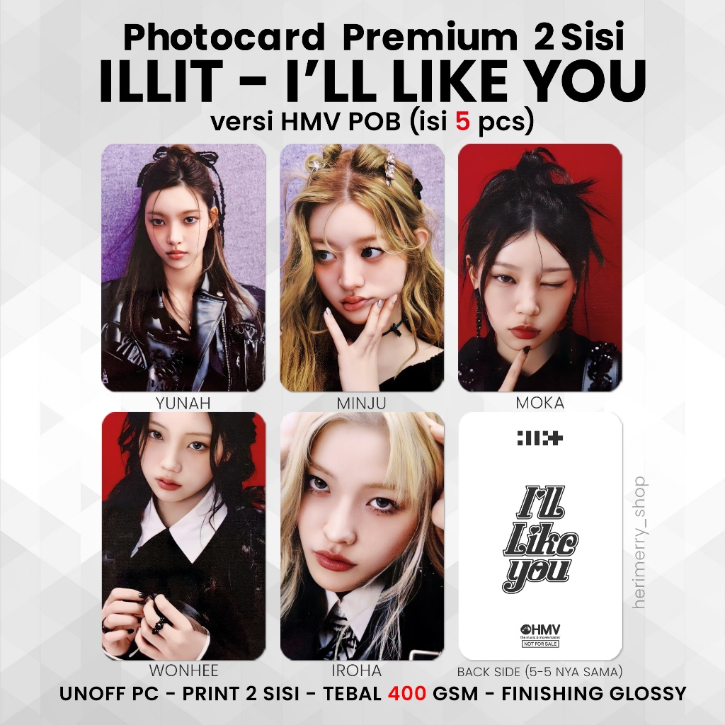 5 PCS) ILLIT I'LL LIKE YOU CHERISH Photocard - Premium PC 2 Sides