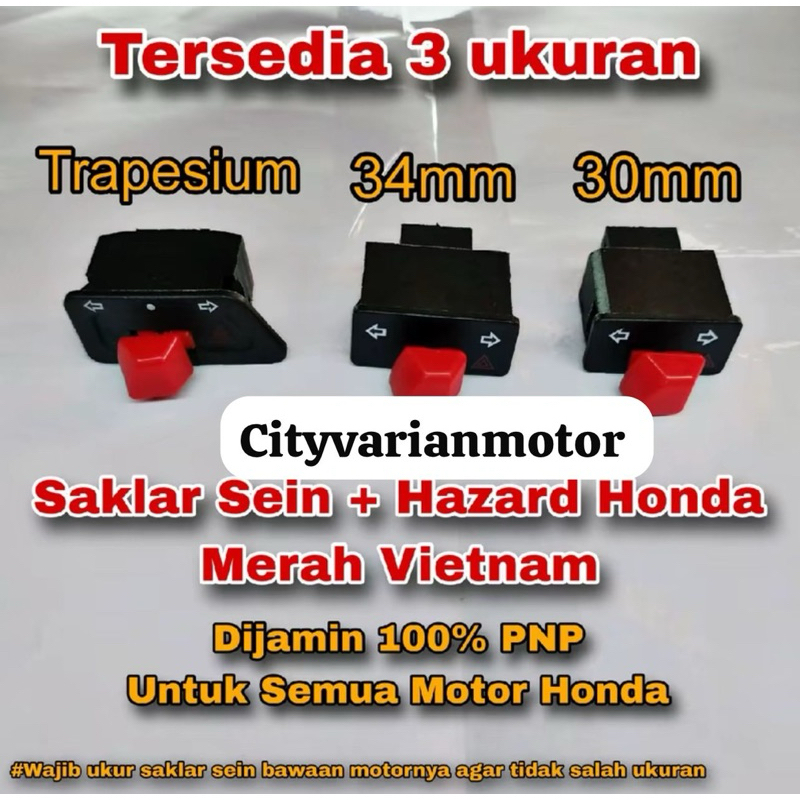 MERAH TOMBOL Turn signal switch button / sen / sign + red honda hazard ...