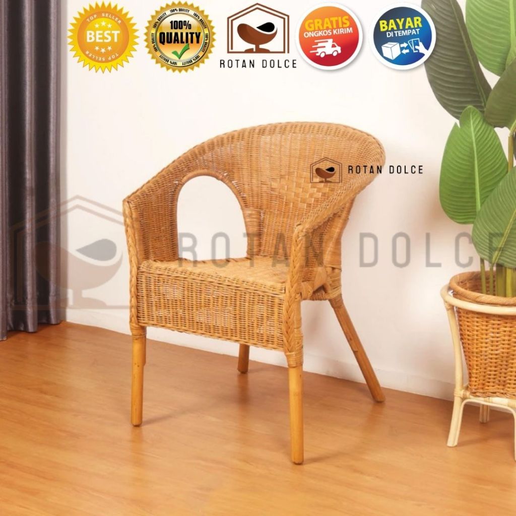 Minimalist Rattan Terrace Chair / Woven Rattan Guest Chair with ...