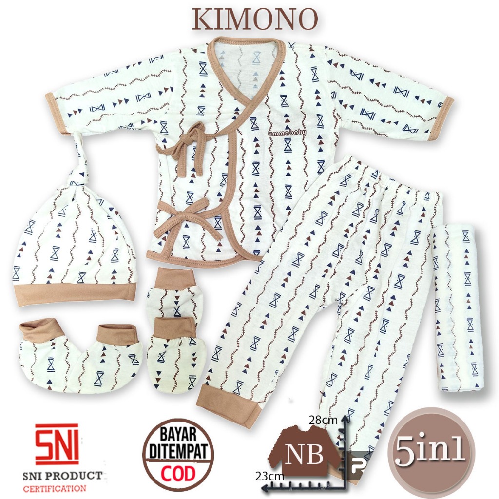 Ummababyshop Kimono 5in1 Baby Girl Boy Clothes Newborn Supplies Set 0-6  Months Pants Swaddle Hat Gloves Feet Gift Set Newborn Batik Gift Aqiqah  Aqiqah