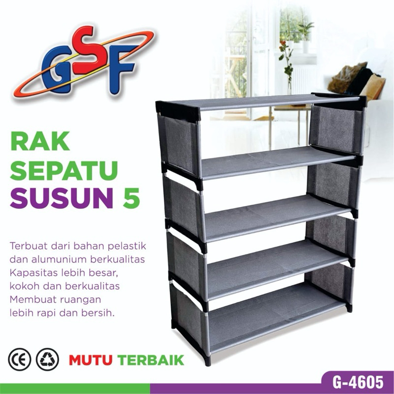 5 Tier Stainless Steel Stacking Shoe Rack, GSF 4605 Sandal Shoe Rack ...