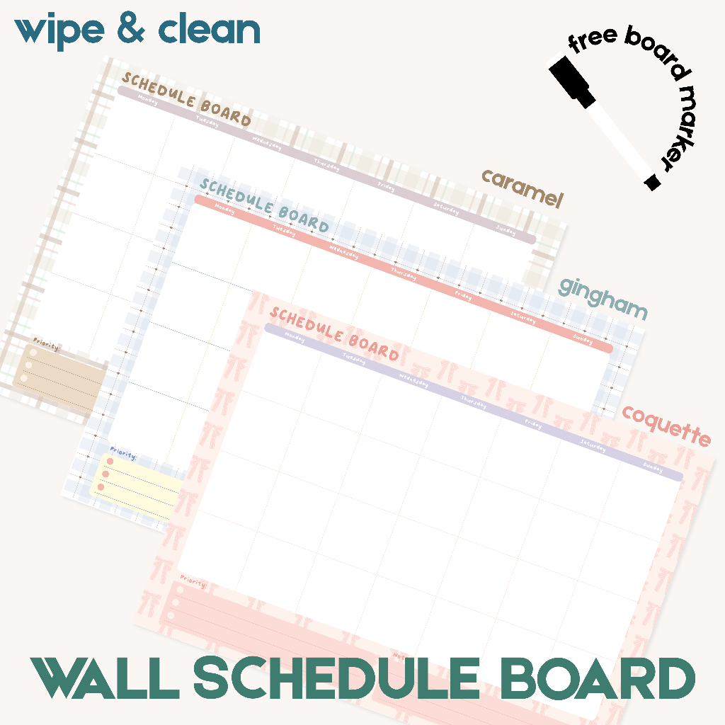 Schedule Board Aesthetic Planner Wall Removable Wall by Paperie Lab ...