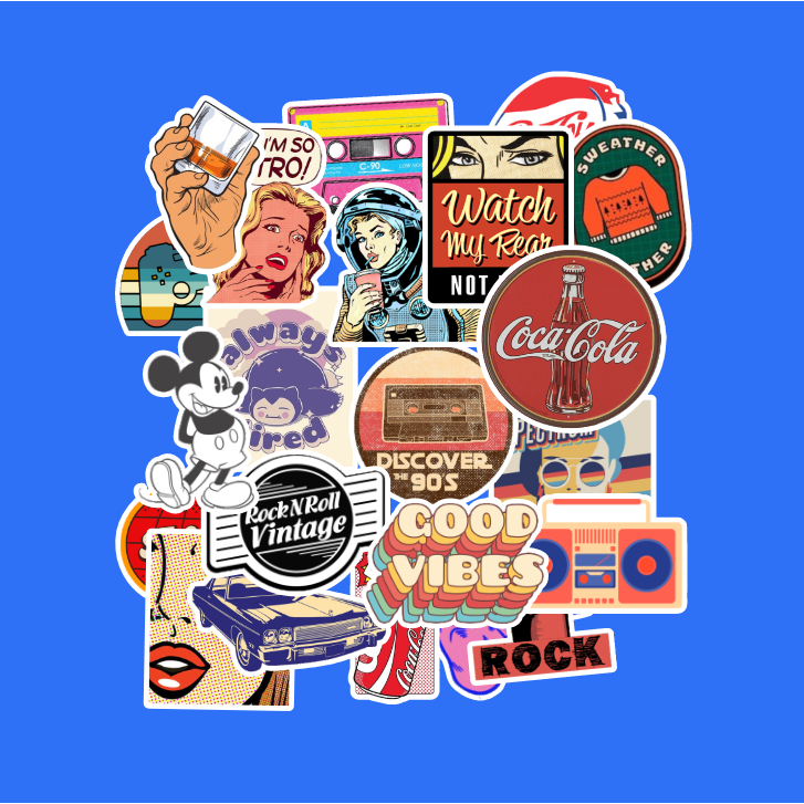 Retro Vintage 80s 90s Pack Stickers Cool Aesthetic HP Laptop Tab ...