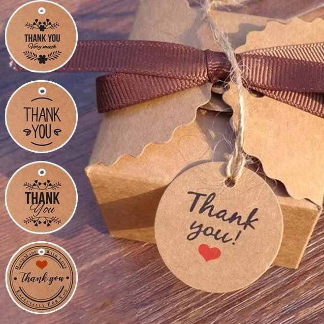 (100pcs Free Hemp Rope) Hang Tag Thank You Craft Thank You Hampers ...