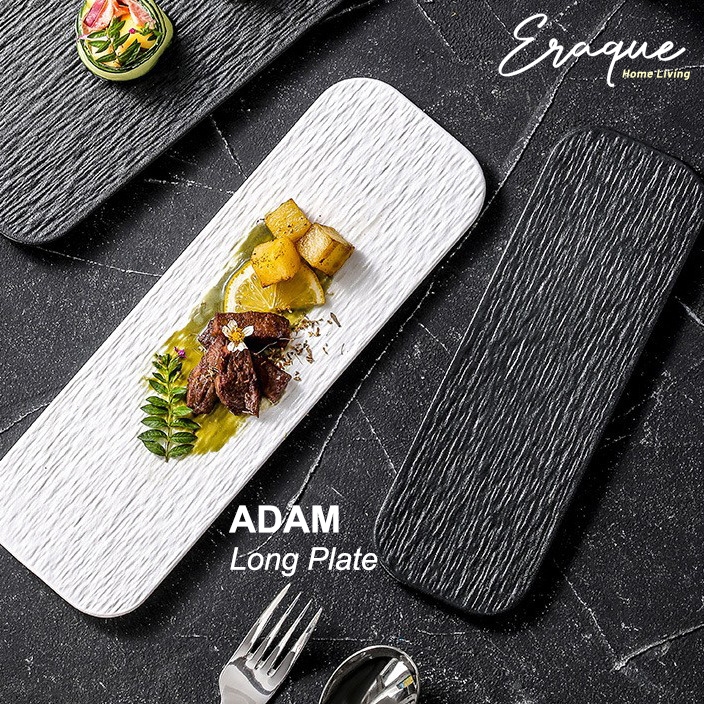 HITAM PUTIH Adam Long Plate / Long Flat Serving Plate White Black ...