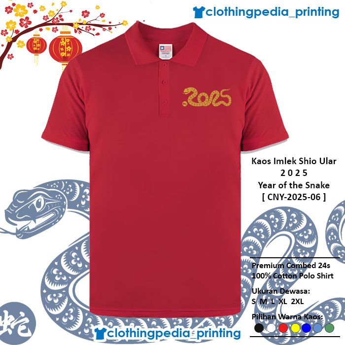 Chinese New Year Polo Shirt 2025 Year of the Snake Shio Snake Sincia