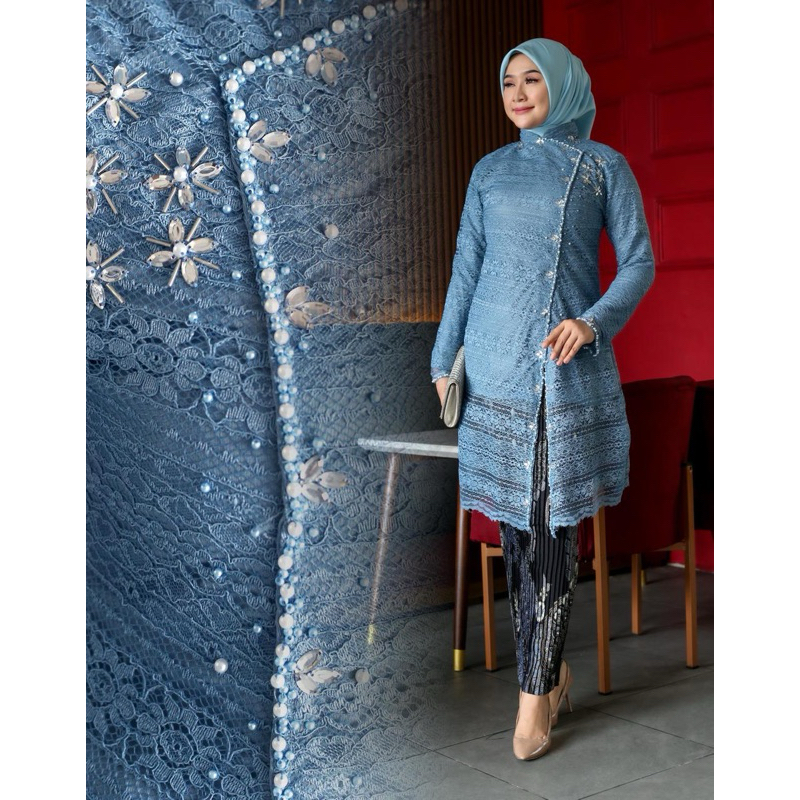 Suits and Tops Kebaya Janggan Brukat Mix Sequin Pearl Kebaya Graduation