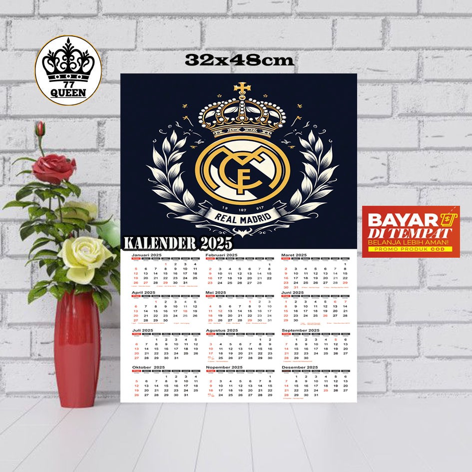 HIASAN DINDING 2025 CALENDAR REAL MADRID IMAGE/2025 CALENDAR/REAL