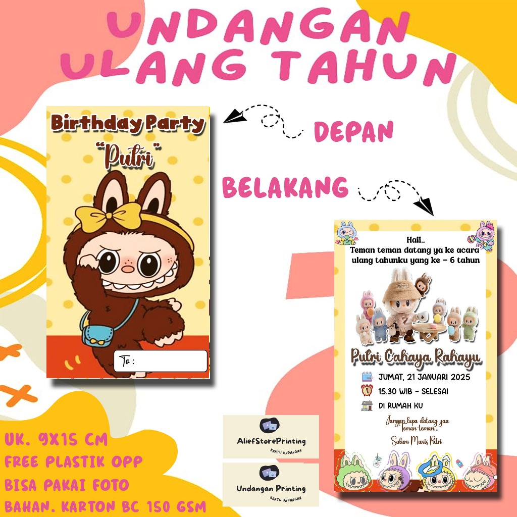 LABUBU 02 Custom Birthday Invitation | Shopee Malaysia
