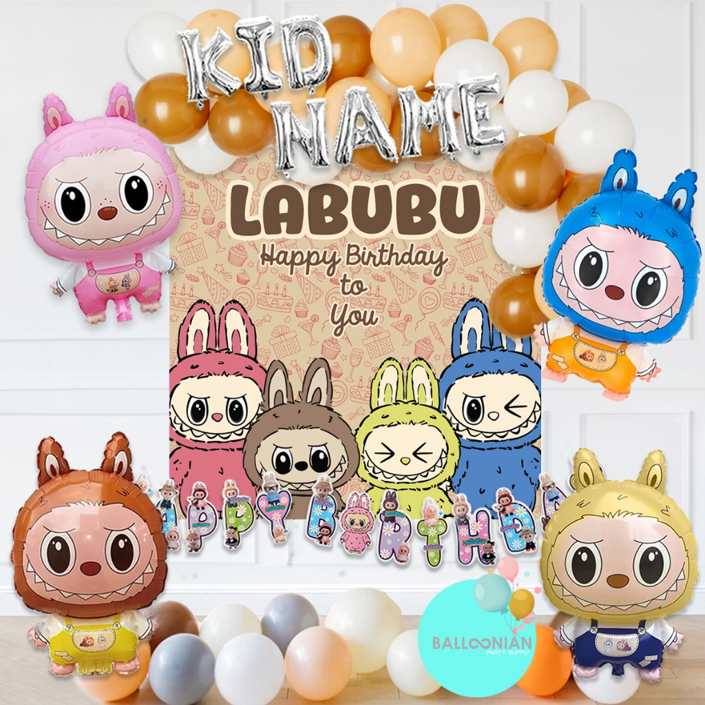 LABUBU BACKDROP DECORATION/BIRTHDAY DECORATION/LABUBU FOIL BALLOONS ...