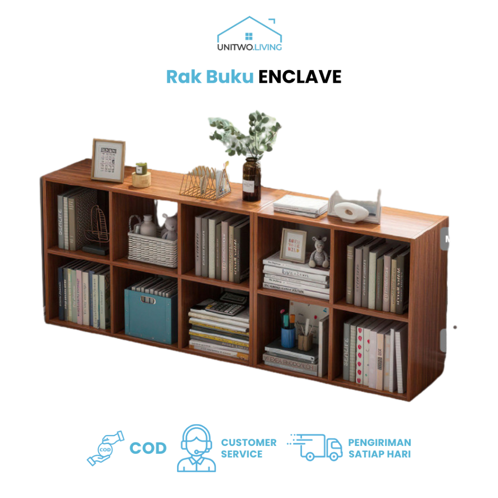 UNITWO Living Enclave Shelf | Wooden Bookshelf | Minimalist Bookcase ...