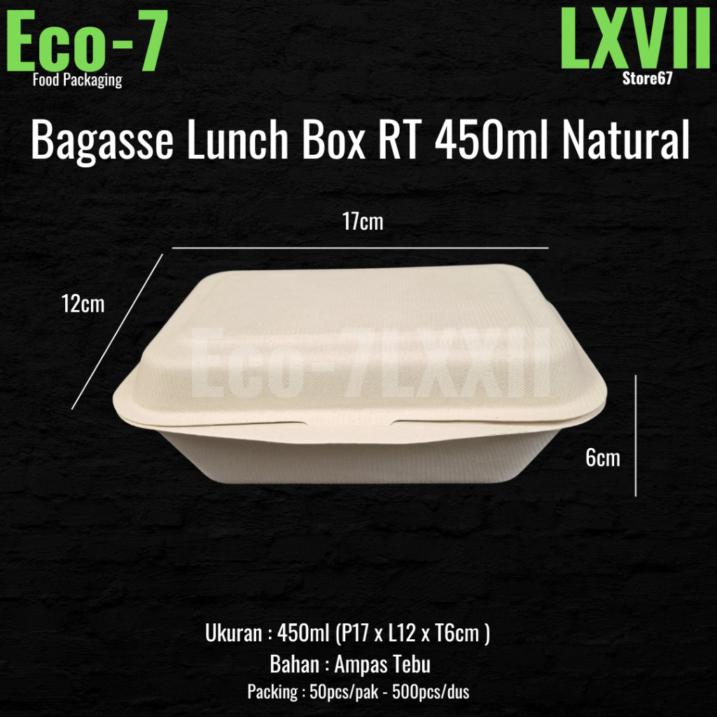 Bagasse Lunch Box 450ml Clamshell natural - Bagasse Box, Food Box ...