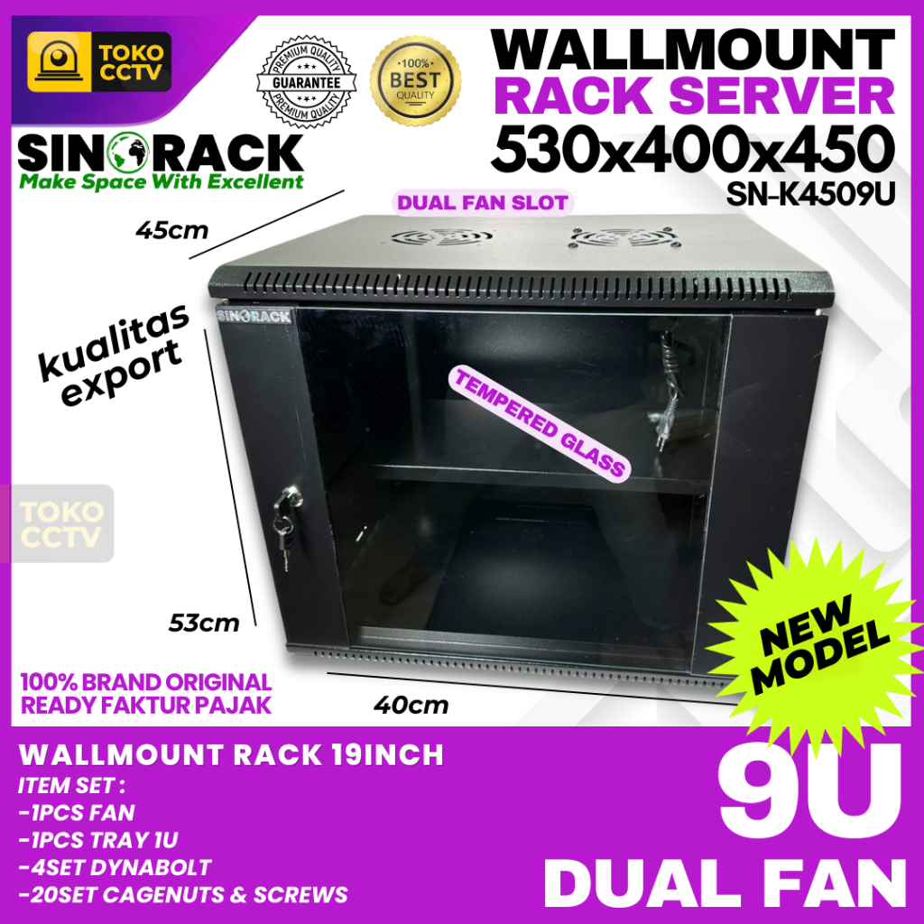 Wallmount Rack Server 9U/ Server Rack Size 9U Single Glass Door ...