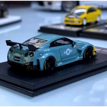 NISSAN GTR R35 LBWK LIBERTY WALK AB-88 ARMY BLUE GRAY MYMODELCOLLECTION ...