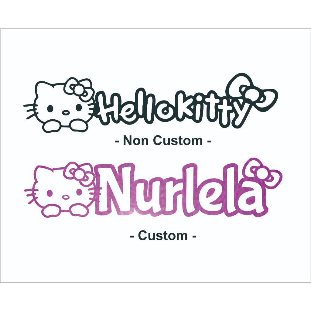 2 pcs HELLO KITTY Text Logo Cutting Sticker Reflective Custom Size 4x17 ...