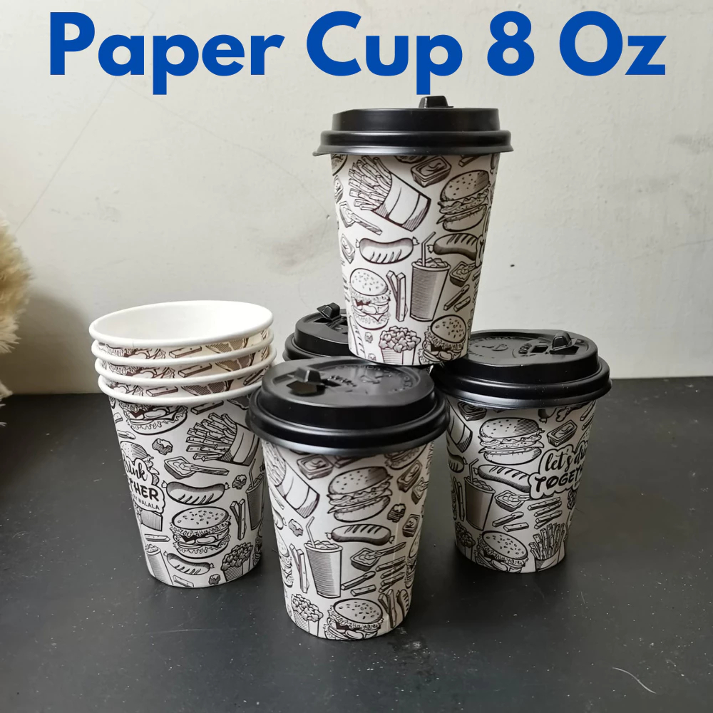 Paper Coffee Cup 8 Oz + Lid Lid / Paper Tea Cup 8oz 50pc | Shopee Malaysia