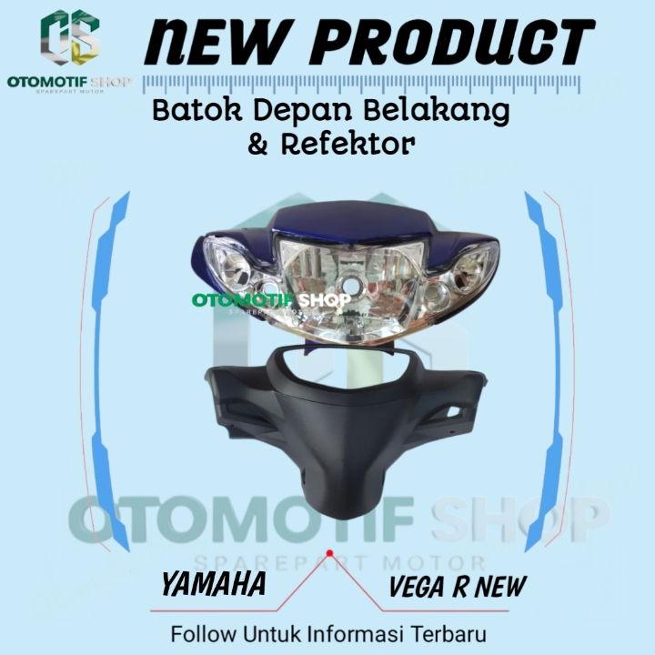 Front Rear Head Shell + Reflector Yamaha Vega NEW BLUE / Front Handle ...