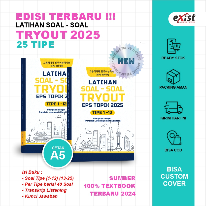 Tryout EPS TOPIK BOOK 2025 - 25 PRINTING TYPES A5 | Shopee Malaysia