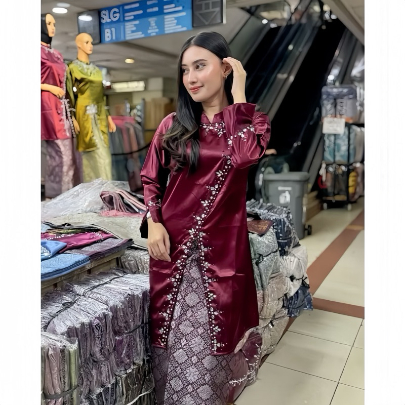 Modern Kebaya Sequin Tunic Janggan Songket Wrapped Skirt Graduation
