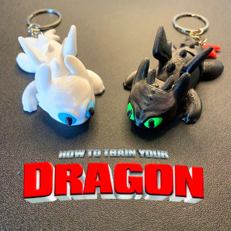 GANTUNGAN TOOTHLESS (Nightfury / Lightfury) keychain 3D Dragon Print ...