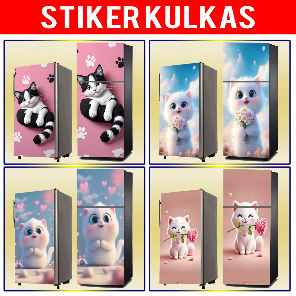 Refrigerator STICKER, TOILET DOOR STICKER Cat MOTIF | Shopee Malaysia