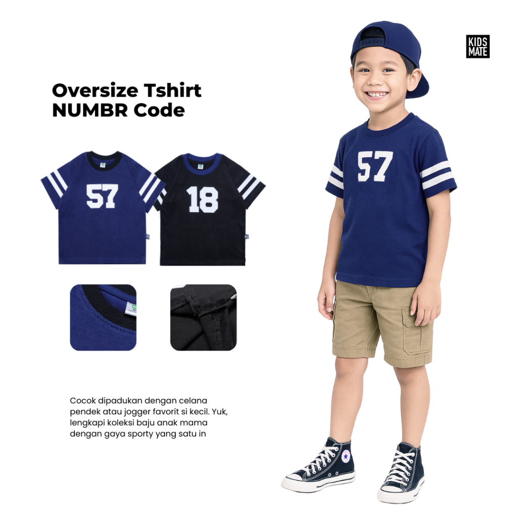 Oversize T-shirt NUMBR Code by Kidsmate | Shopee Malaysia