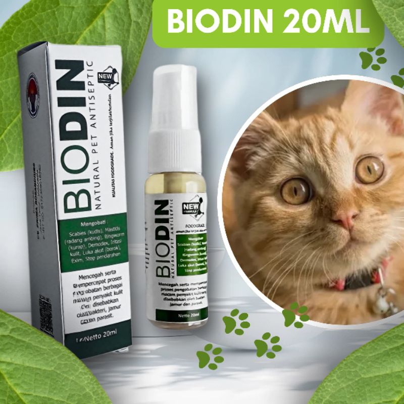 Biodin Spray 20ml Medicine for Scabies, Fungus, Scabies, Flea Bites ... - Flea Control Product For Demodex Prone Cats