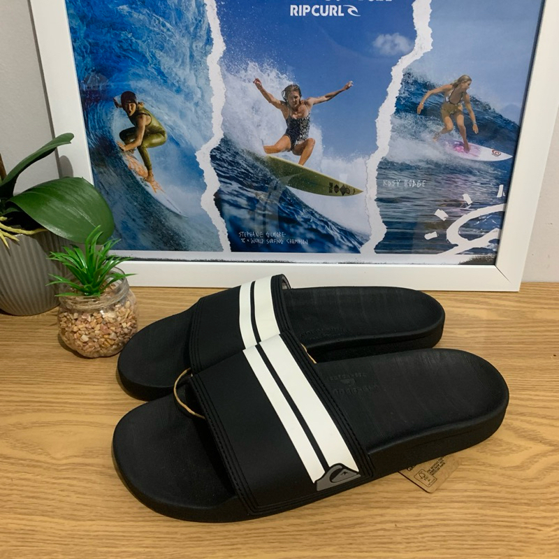 Quiksilver Slipon Rivi Slide Stripe Wht Sandals | Shopee Malaysia