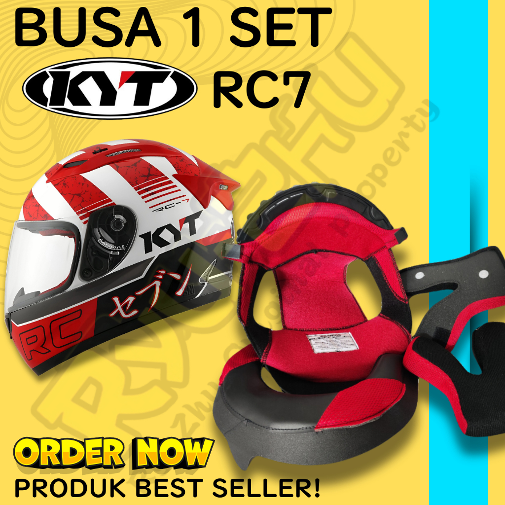 KYT Rc7 Helmet Foam with Plastic Buttons, pnp, Complete Package, grade ...