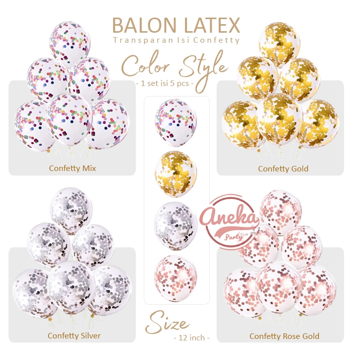 Set Of Transparent Latex Balloons Filled With Confetti Clear Latex
