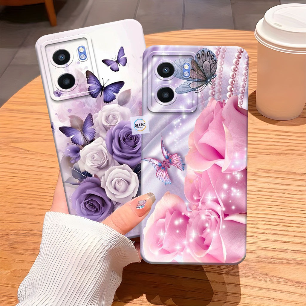Realme Narzo 50 5g Oppo A57 5g Silicone Case Beautiful Flower Motif 
