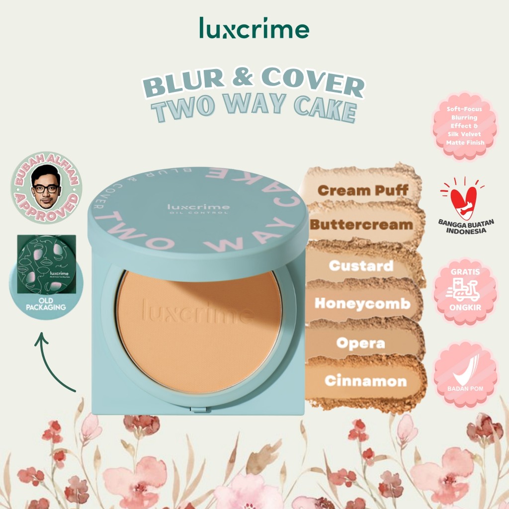 LUXCRIME Oil Control Blur & Cover two way cake - High Coverage Compact ...