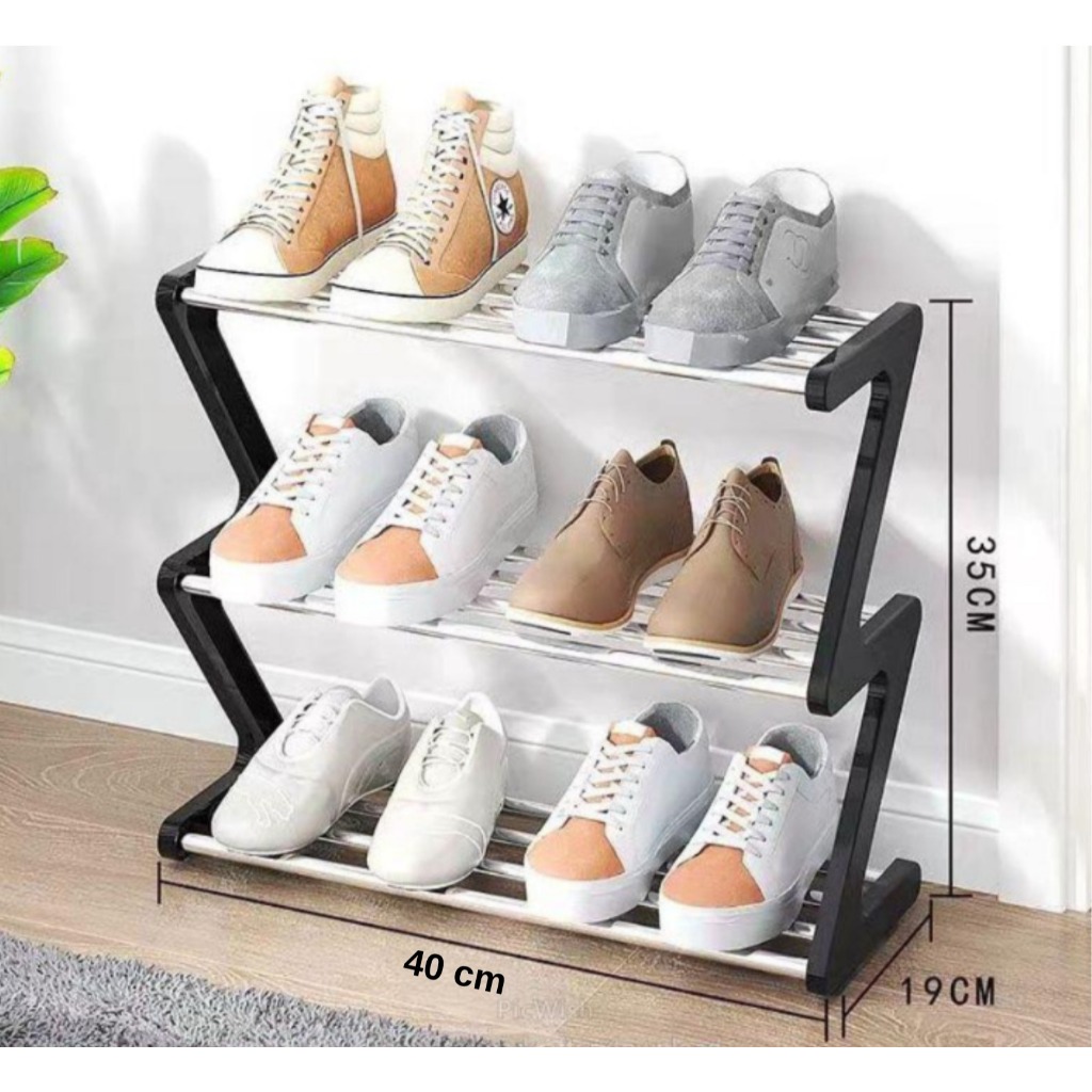 ZIGZAG SHOE RACK / 3-TIER SANDALS RACK / MULTIPURPOSE SHOE RACK Z SHAPE ...